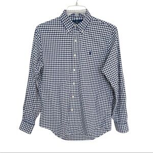 Ralph Lauren Classic Fit Performance Gingham Shirt Navy Blue White Men’s Medium